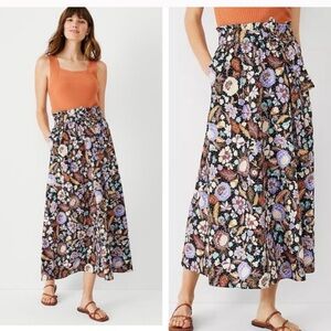 Ann Taylor Batik Floral Paper Bag Maxi Skirt Size M